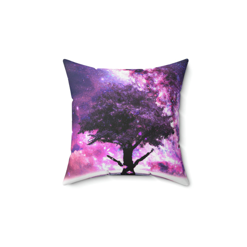 Purple Nebula Tree Square Pillow